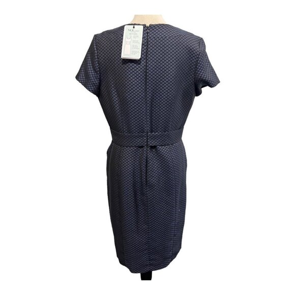 NUE by Shania‎ Womens 10 Blue Label Fit & Flare Midi Dress Black Blue Polka Dot - Picture 3 of 11